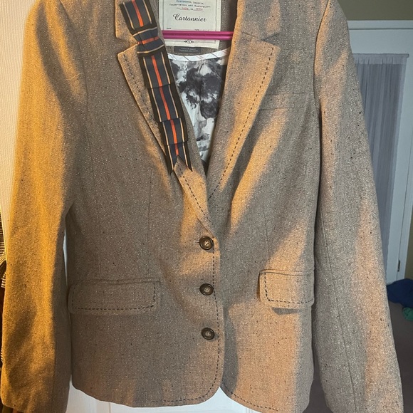 Anthropologie Cartonnier size 6 blazer with striped ribbon - Picture 2 of 5